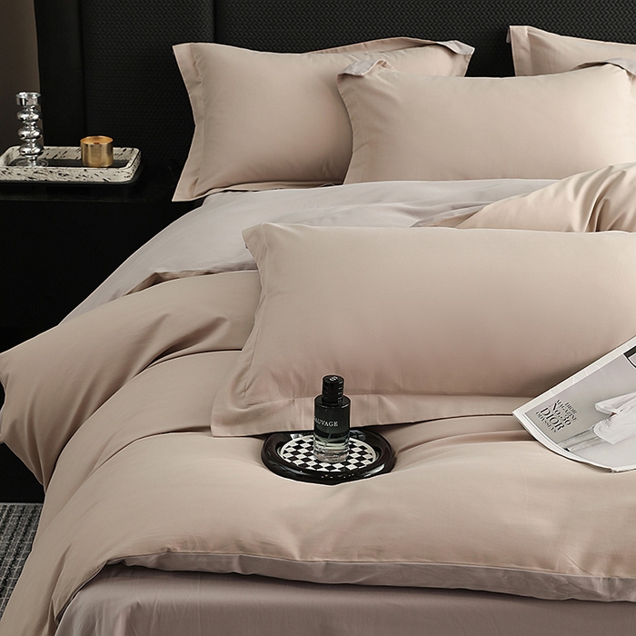 91家纺网 家纺一手货源 找家纺 洽想家 2025新款全棉磨毛纯色四件套 可可奶宗大麦灰