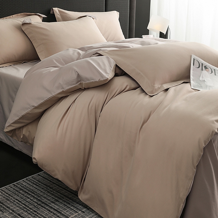 91家纺网 家纺一手货源 找家纺 洽想家 2025新款全棉磨毛纯色四件套 可可奶宗大麦灰