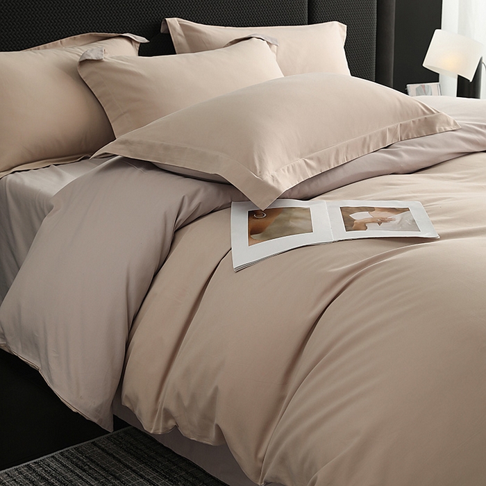 91家纺网 家纺一手货源 找家纺 洽想家 2025新款全棉磨毛纯色四件套 可可奶宗大麦灰