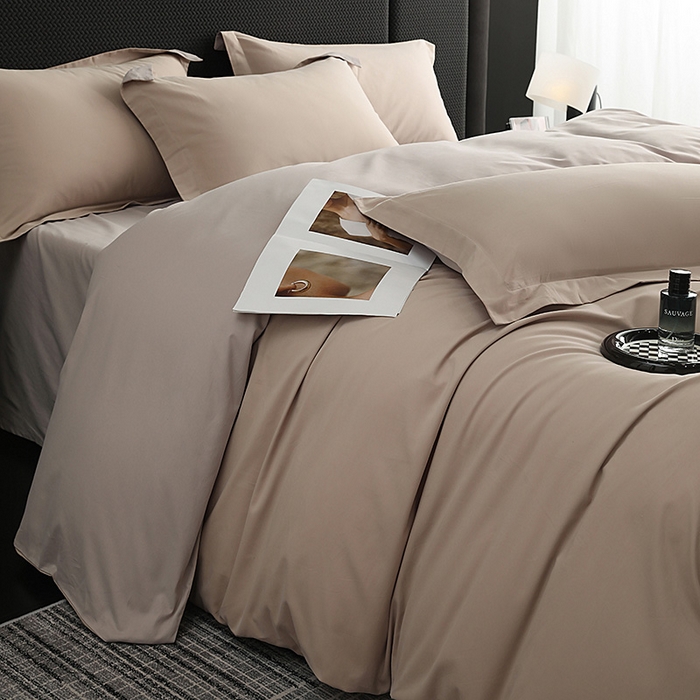 91家纺网 家纺一手货源 找家纺 洽想家 2025新款全棉磨毛纯色四件套 可可奶宗大麦灰