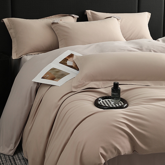 91家纺网 家纺一手货源 找家纺 洽想家 2025新款全棉磨毛纯色四件套 可可奶宗大麦灰