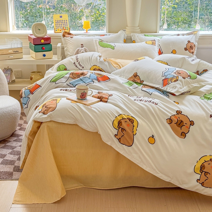 91家纺网 家纺一手货源 找家纺 佑佳家纺 2025新款铂金棉芦荟棉单被套「支持定做各种尺寸」 萌动记