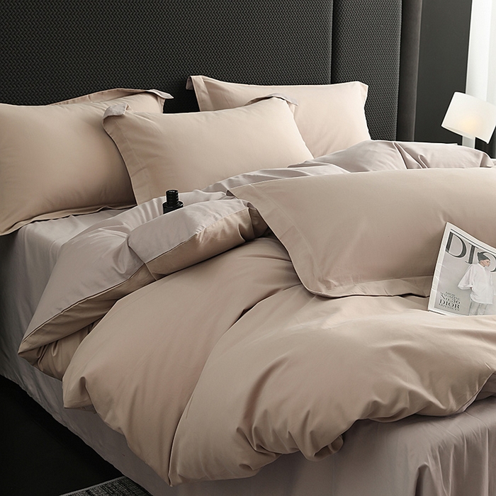 91家纺网 家纺一手货源 找家纺 洽想家 2025新款全棉磨毛纯色四件套 可可奶宗大麦灰