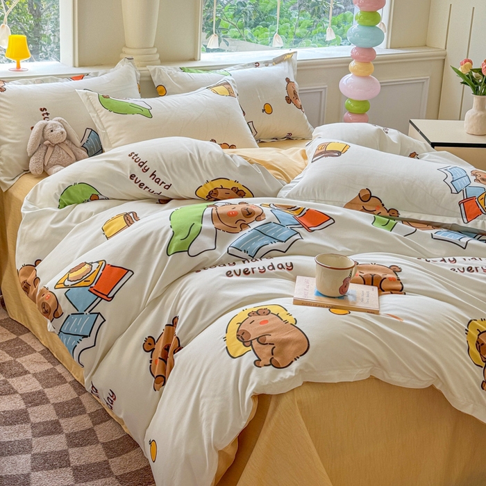 91家纺网 家纺一手货源 找家纺 佑佳家纺 2025新款铂金棉芦荟棉单被套「支持定做各种尺寸」 萌动记