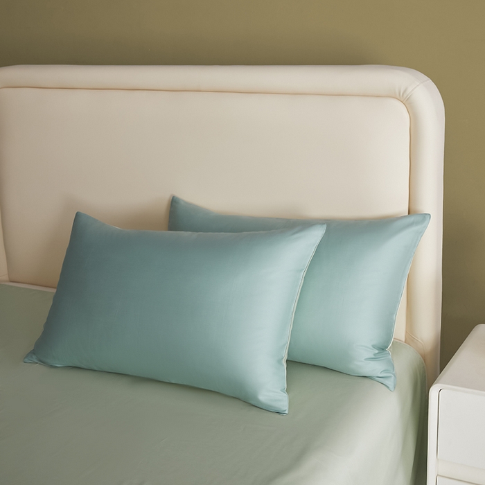 91家纺网 家纺一手货源 找家纺 洽想家 2025新款纯色双拼80支长绒棉四件套 风铃绿+艾草绿-