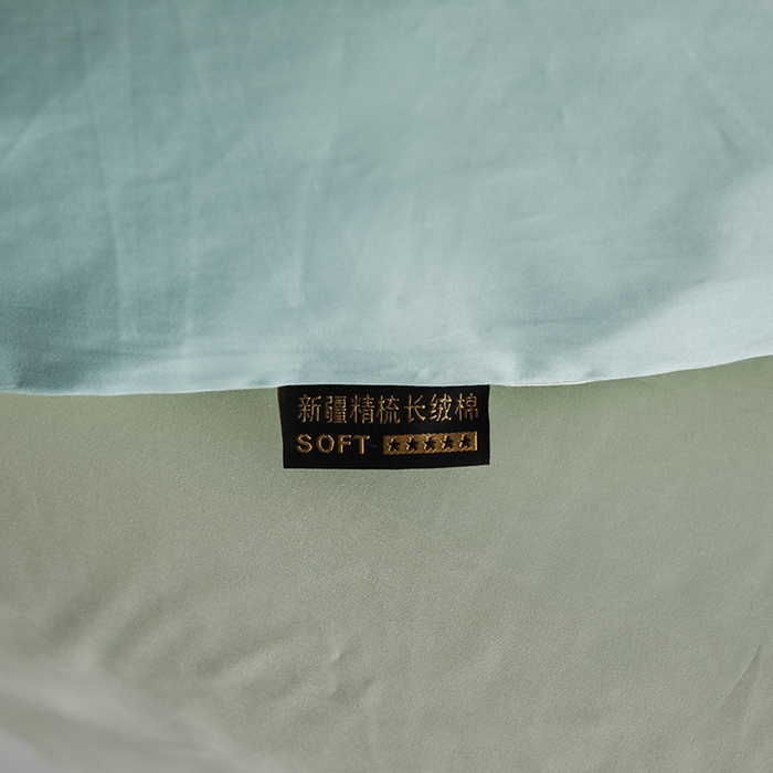 91家纺网 家纺一手货源 找家纺 洽想家 2025新款纯色双拼80支长绒棉四件套 风铃绿+艾草绿-