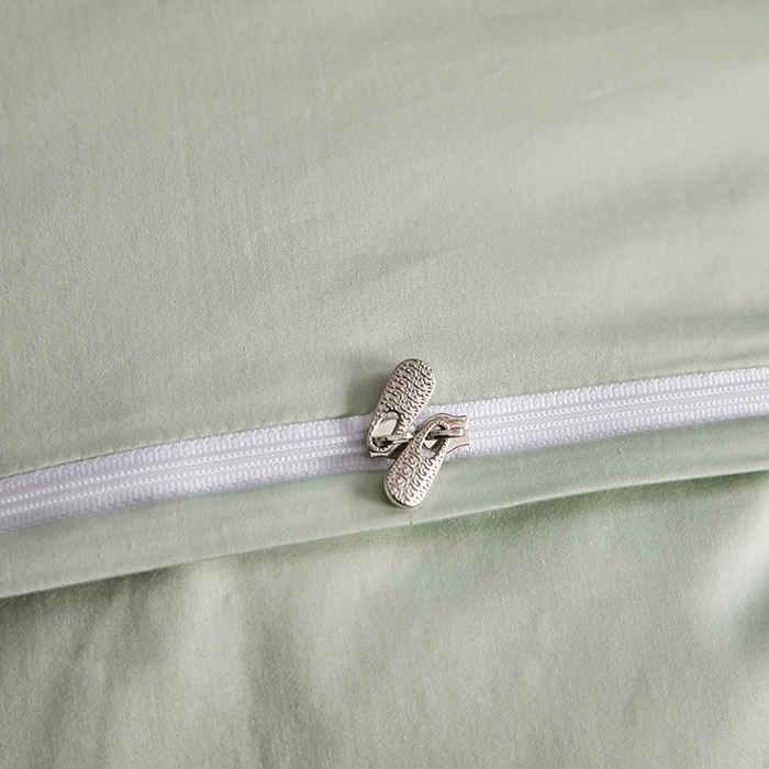 91家纺网 家纺一手货源 找家纺 洽想家 2025新款纯色双拼80支长绒棉四件套 风铃绿+艾草绿-