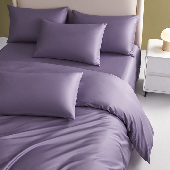 91家纺网 家纺一手货源 找家纺 洽想家 2025新款纯色双拼80支长绒棉四件套 贵妃紫-