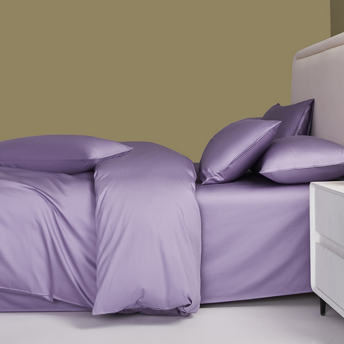 91家纺网 家纺一手货源 找家纺 洽想家 2025新款纯色双拼80支长绒棉四件套 贵妃紫-