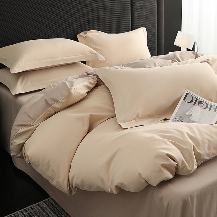 91家纺网 家纺一手货源 找家纺 洽想家 2025新款全棉磨毛纯色四件套 可可奶棕布莱棕