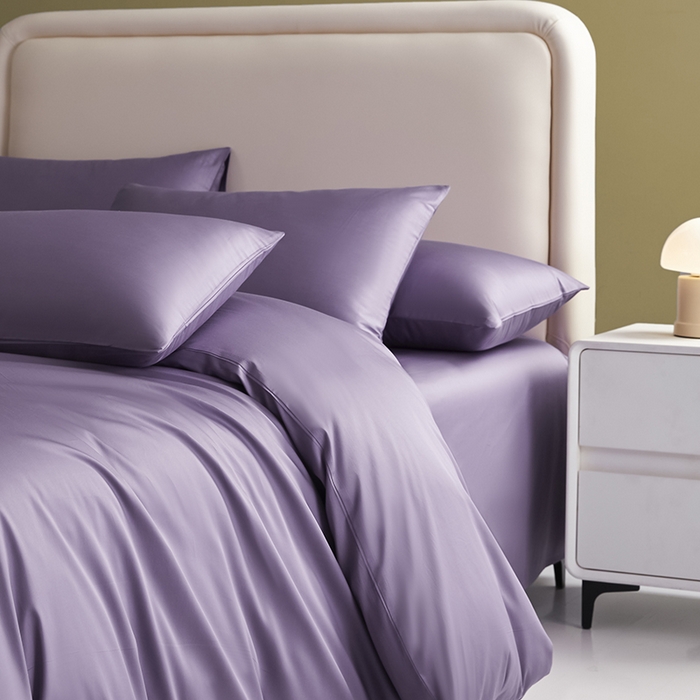 91家纺网 家纺一手货源 找家纺 洽想家 2025新款纯色双拼80支长绒棉四件套 贵妃紫-