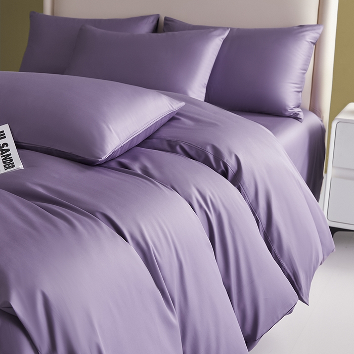 91家纺网 家纺一手货源 找家纺 洽想家 2025新款纯色双拼80支长绒棉四件套 贵妃紫-