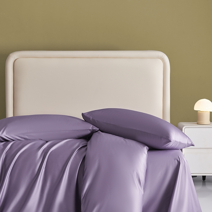 91家纺网 家纺一手货源 找家纺 洽想家 2025新款纯色双拼80支长绒棉四件套 贵妃紫-