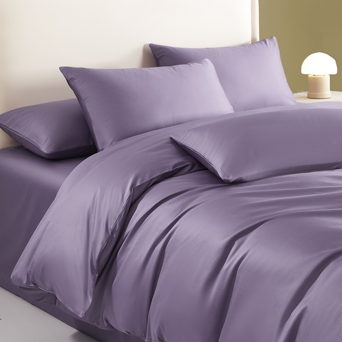 91家纺网 家纺一手货源 找家纺 洽想家 2025新款纯色双拼80支长绒棉四件套 贵妃紫-