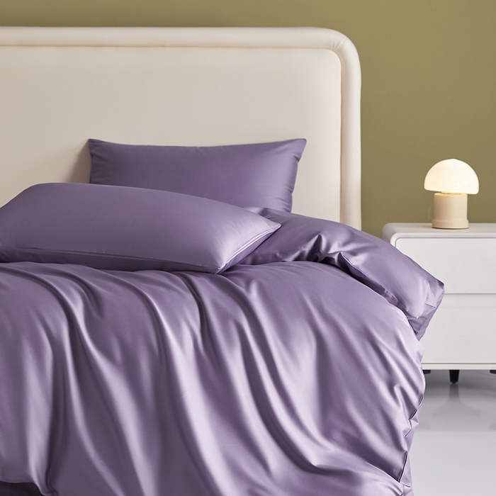 91家纺网 家纺一手货源 找家纺 洽想家 2025新款纯色双拼80支长绒棉四件套 贵妃紫-