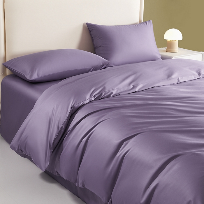 91家纺网 家纺一手货源 找家纺 洽想家 2025新款纯色双拼80支长绒棉四件套 贵妃紫-