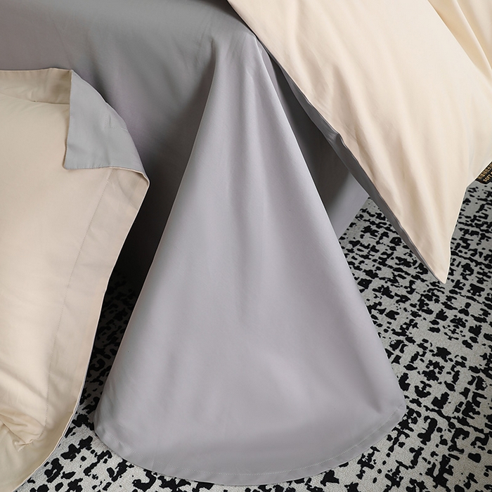 91家纺网 家纺一手货源 找家纺 洽想家 2025新款全棉磨毛纯色四件套 可可棕拼芝麻灰