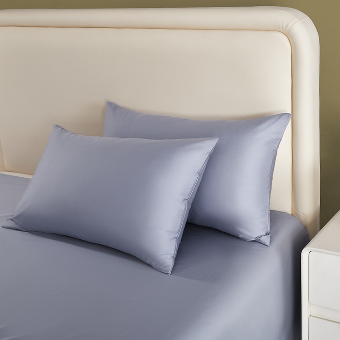 91家纺网 家纺一手货源 找家纺 洽想家 2025新款纯色双拼80支长绒棉四件套 灰蓝-