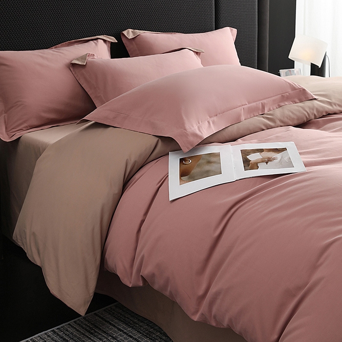 91家纺网 家纺一手货源 找家纺 洽想家 2025新款全棉磨毛纯色四件套 莲红拿铁