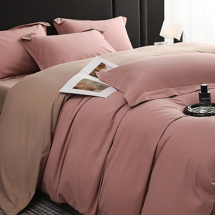 91家纺网 家纺一手货源 找家纺 洽想家 2025新款全棉磨毛纯色四件套 莲红拿铁