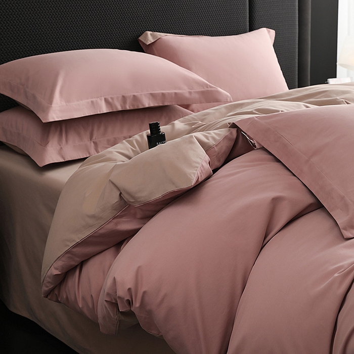 91家纺网 家纺一手货源 找家纺 洽想家 2025新款全棉磨毛纯色四件套 莲红拿铁