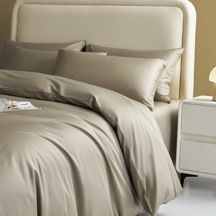 洽想家 2025新款纯色双拼80支长绒棉四件套 咖色-