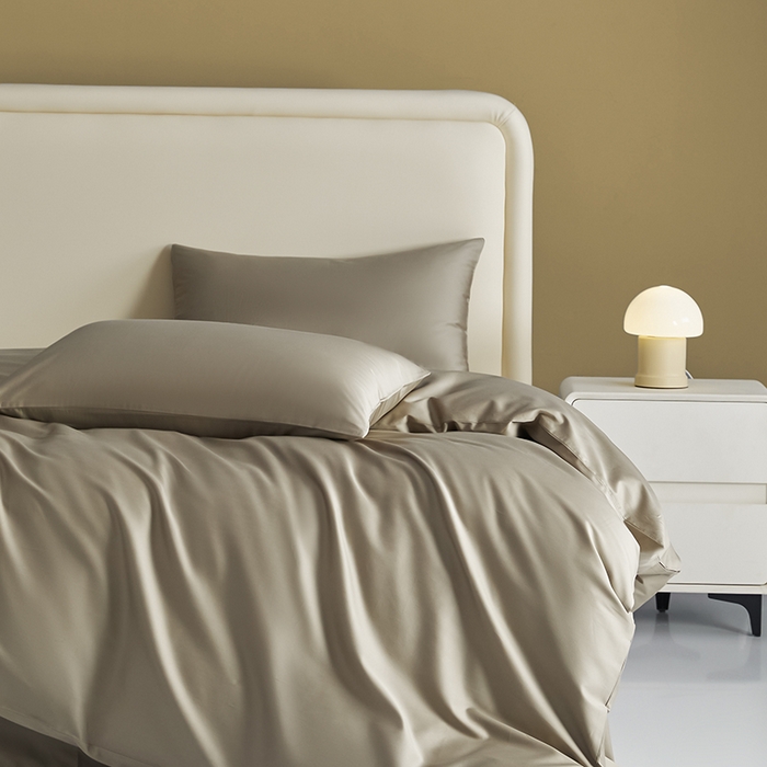 91家纺网 家纺一手货源 找家纺 洽想家 2025新款纯色双拼80支长绒棉四件套 咖色-