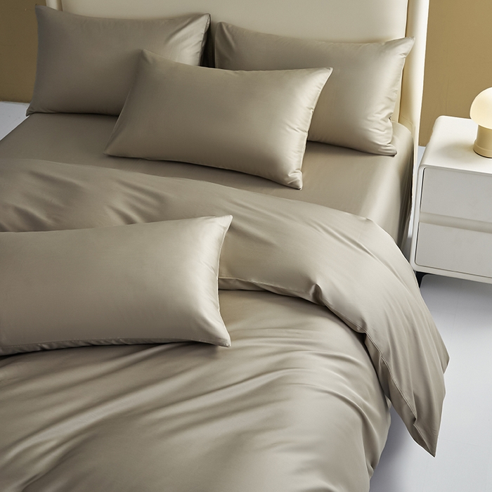 91家纺网 家纺一手货源 找家纺 洽想家 2025新款纯色双拼80支长绒棉四件套 咖色-