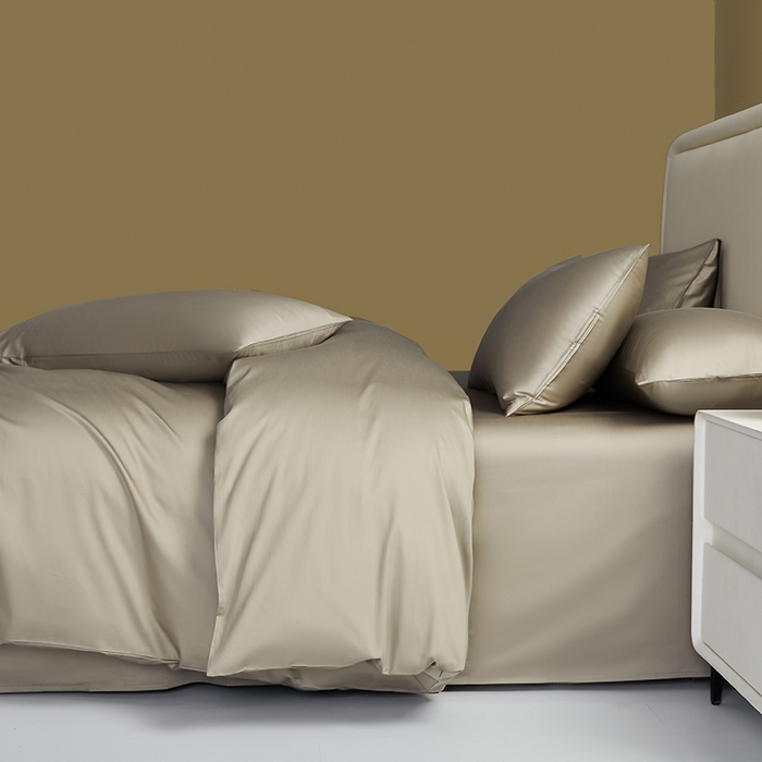 91家纺网 家纺一手货源 找家纺 洽想家 2025新款纯色双拼80支长绒棉四件套 咖色-