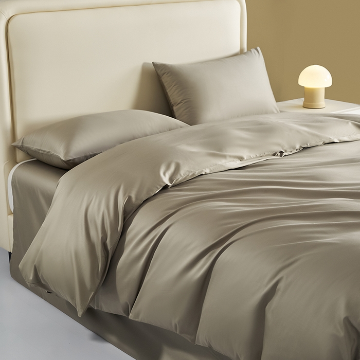 91家纺网 家纺一手货源 找家纺 洽想家 2025新款纯色双拼80支长绒棉四件套 咖色-