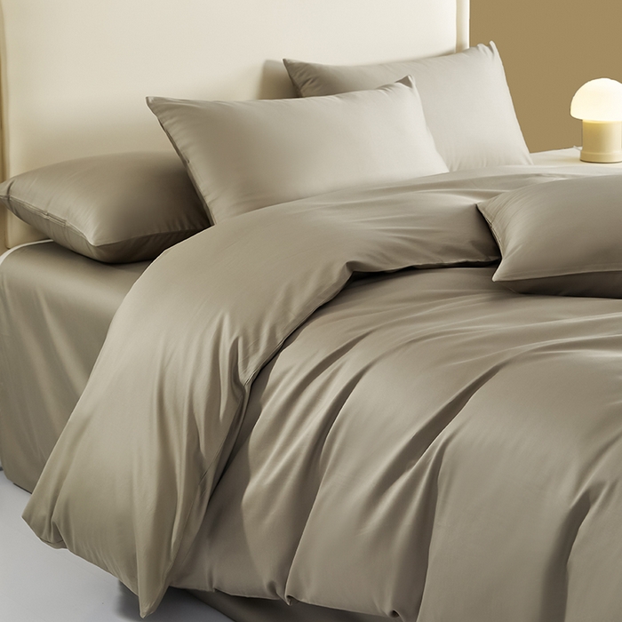 91家纺网 家纺一手货源 找家纺 洽想家 2025新款纯色双拼80支长绒棉四件套 咖色-