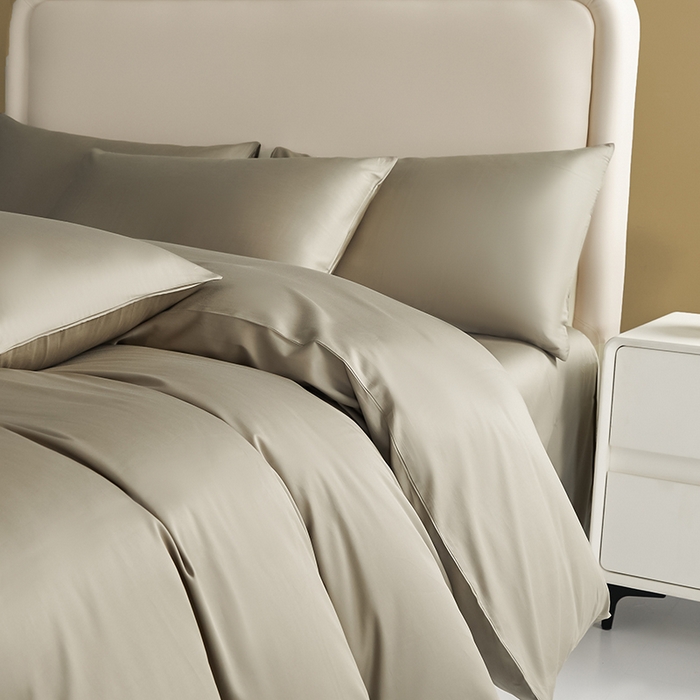 91家纺网 家纺一手货源 找家纺 洽想家 2025新款纯色双拼80支长绒棉四件套 咖色-