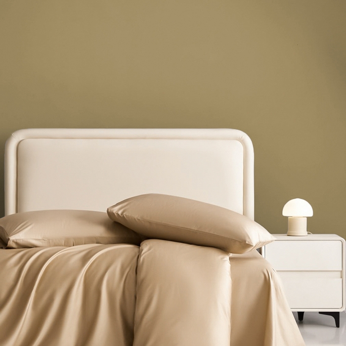 91家纺网 家纺一手货源 找家纺 洽想家 2025新款纯色双拼80支长绒棉四件套 卡其-