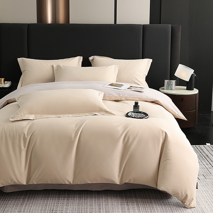 91家纺网 家纺一手货源 找家纺 洽想家 2025新款全棉磨毛纯色四件套 奶芋色大麦灰