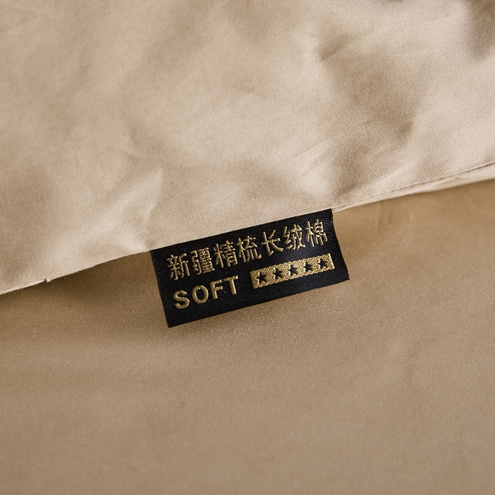 91家纺网 家纺一手货源 找家纺 洽想家 2025新款纯色双拼80支长绒棉四件套 卡其-