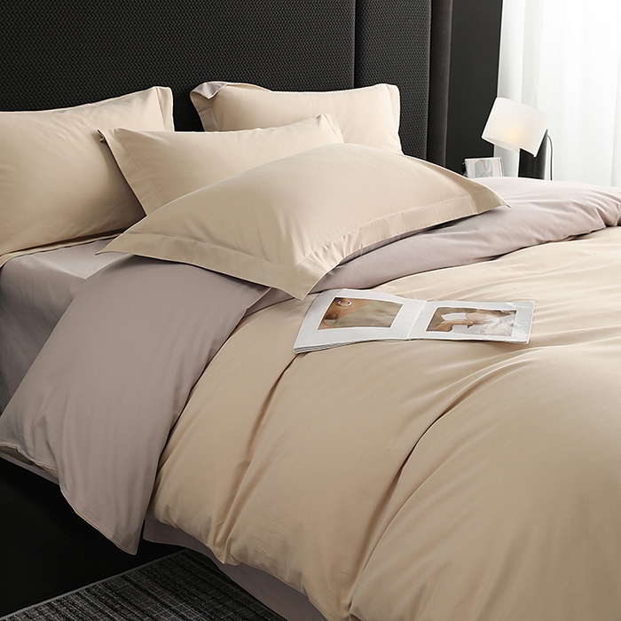 91家纺网 家纺一手货源 找家纺 洽想家 2025新款全棉磨毛纯色四件套 奶芋色大麦灰