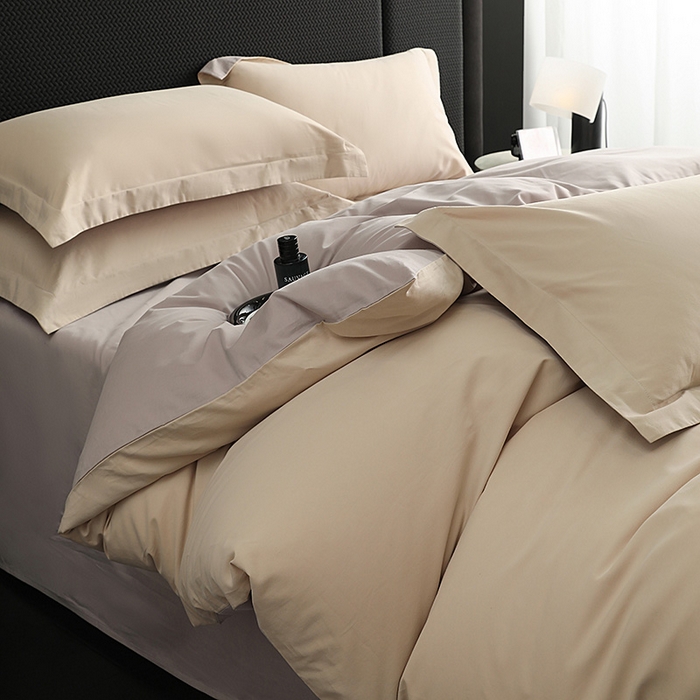 91家纺网 家纺一手货源 找家纺 洽想家 2025新款全棉磨毛纯色四件套 奶芋色大麦灰