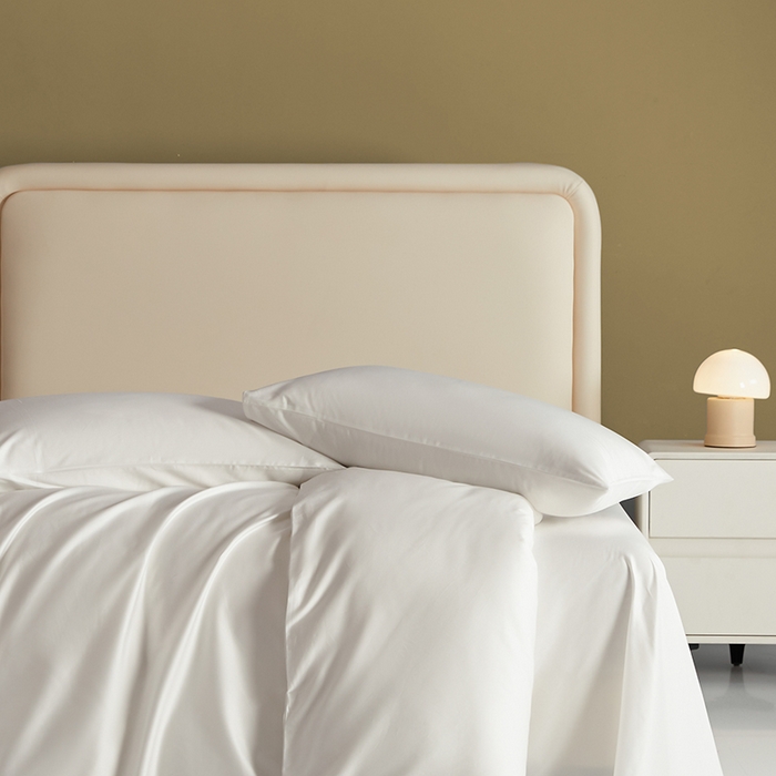 91家纺网 家纺一手货源 找家纺 洽想家 2025新款纯色双拼80支长绒棉四件套 柳絮白-