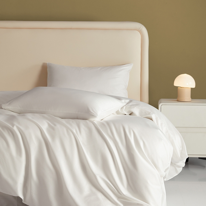 91家纺网 家纺一手货源 找家纺 洽想家 2025新款纯色双拼80支长绒棉四件套 柳絮白-