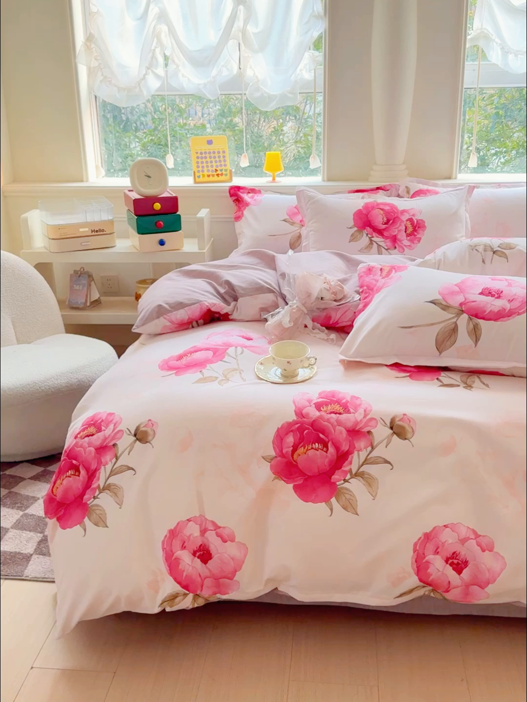 91家纺网 家纺一手货源 找家纺 佑佳家纺 2025新款铂金棉芦荟棉单被套「支持定做各种尺寸」 牡丹花