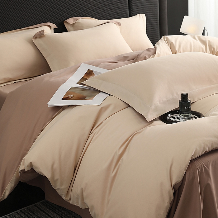 91家纺网 家纺一手货源 找家纺 洽想家 2025新款全棉磨毛纯色四件套 奶芋色绒丝拿铁