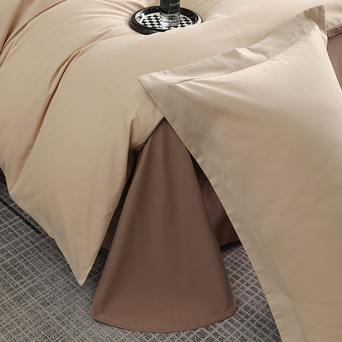 91家纺网 家纺一手货源 找家纺 洽想家 2025新款全棉磨毛纯色四件套 奶芋色绒丝拿铁