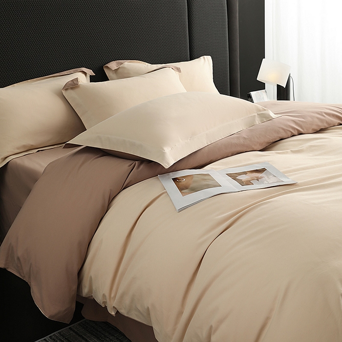 91家纺网 家纺一手货源 找家纺 洽想家 2025新款全棉磨毛纯色四件套 奶芋色绒丝拿铁