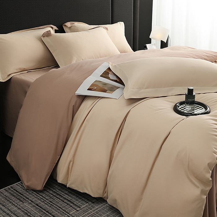 91家纺网 家纺一手货源 找家纺 洽想家 2025新款全棉磨毛纯色四件套 奶芋色绒丝拿铁