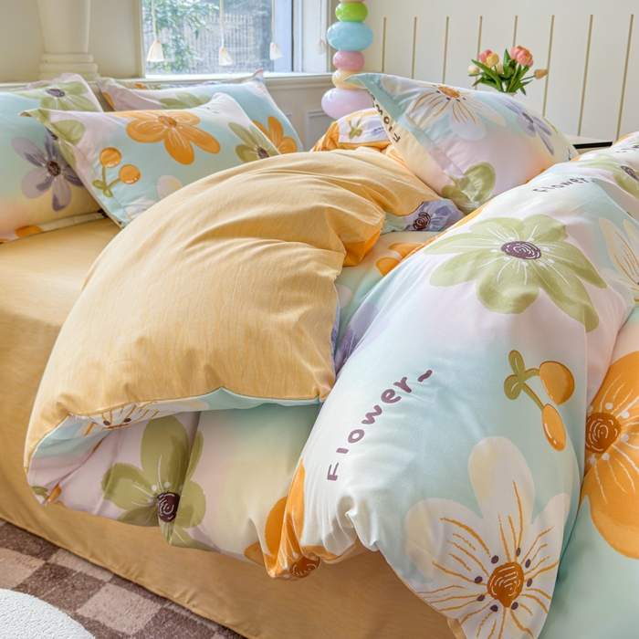 91家纺网 家纺一手货源 找家纺 佑佳家纺 2025新款铂金棉芦荟棉单被套「支持定做各种尺寸」 浅浅花漾