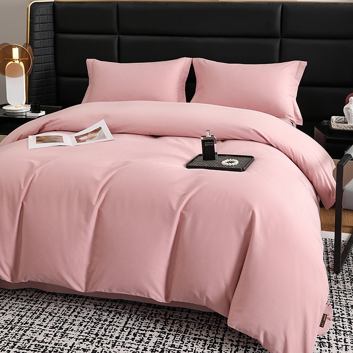 91家纺网 家纺一手货源 找家纺 洽想家 2025新款全棉磨毛纯色四件套 藕肤色