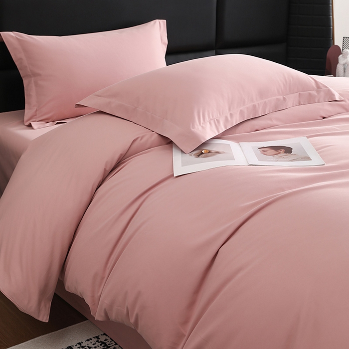 91家纺网 家纺一手货源 找家纺 洽想家 2025新款全棉磨毛纯色四件套 藕肤色