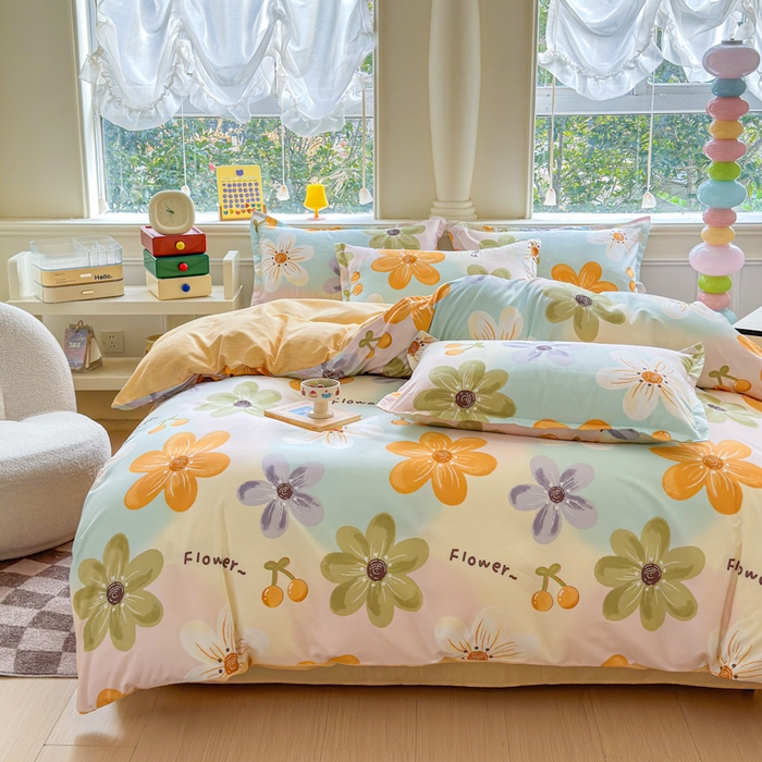 91家纺网 家纺一手货源 找家纺 佑佳家纺 2025新款铂金棉芦荟棉单被套「支持定做各种尺寸」 浅浅花漾