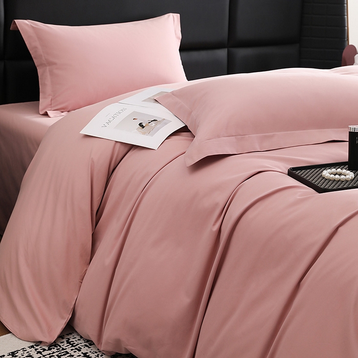 91家纺网 家纺一手货源 找家纺 洽想家 2025新款全棉磨毛纯色四件套 藕肤色