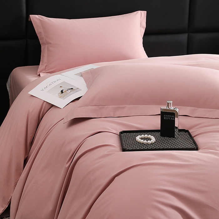 91家纺网 家纺一手货源 找家纺 洽想家 2025新款全棉磨毛纯色四件套 藕肤色